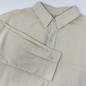 Aimeilgot Shirt Mens XL Linen‎ Blend Button Up Long Sleeve Pocket Casual New